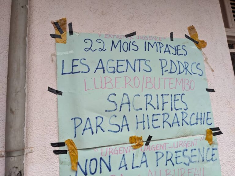 Nord-Kivu : 22 mois impayés, des agents du P-DDRCS à Butembo et Lubero déclenchent une grève